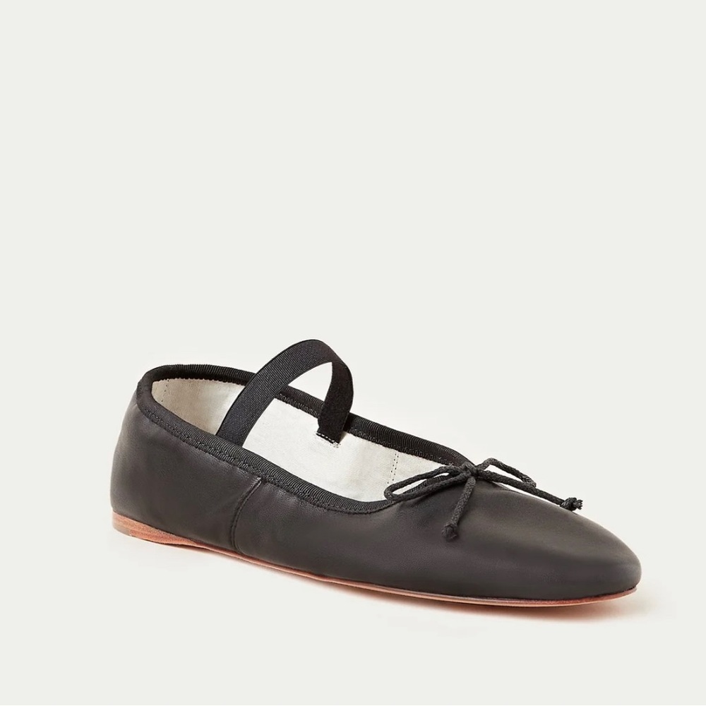 Loeffler Randall Leonie Black Leather Ballet Flat